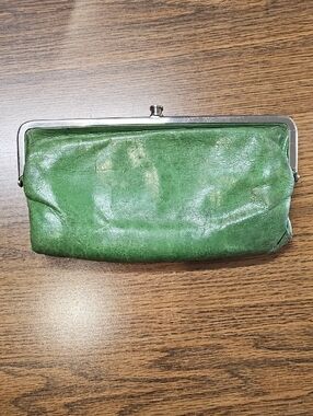 Vintage Green Hobo Leather Frame Clutch Wallet